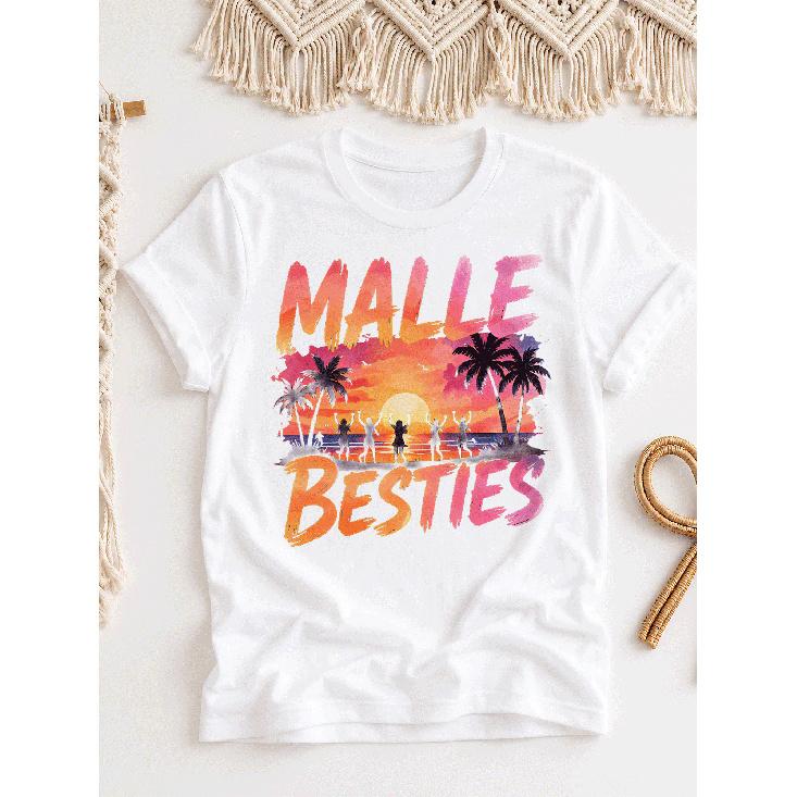 Malle Besties- Mallorca Party Junggesellinnenabschied(4) Overseas Printing Y2K Oversized Unisex T-Shirt For Men Women Retro 2000S Streetwear Baggy