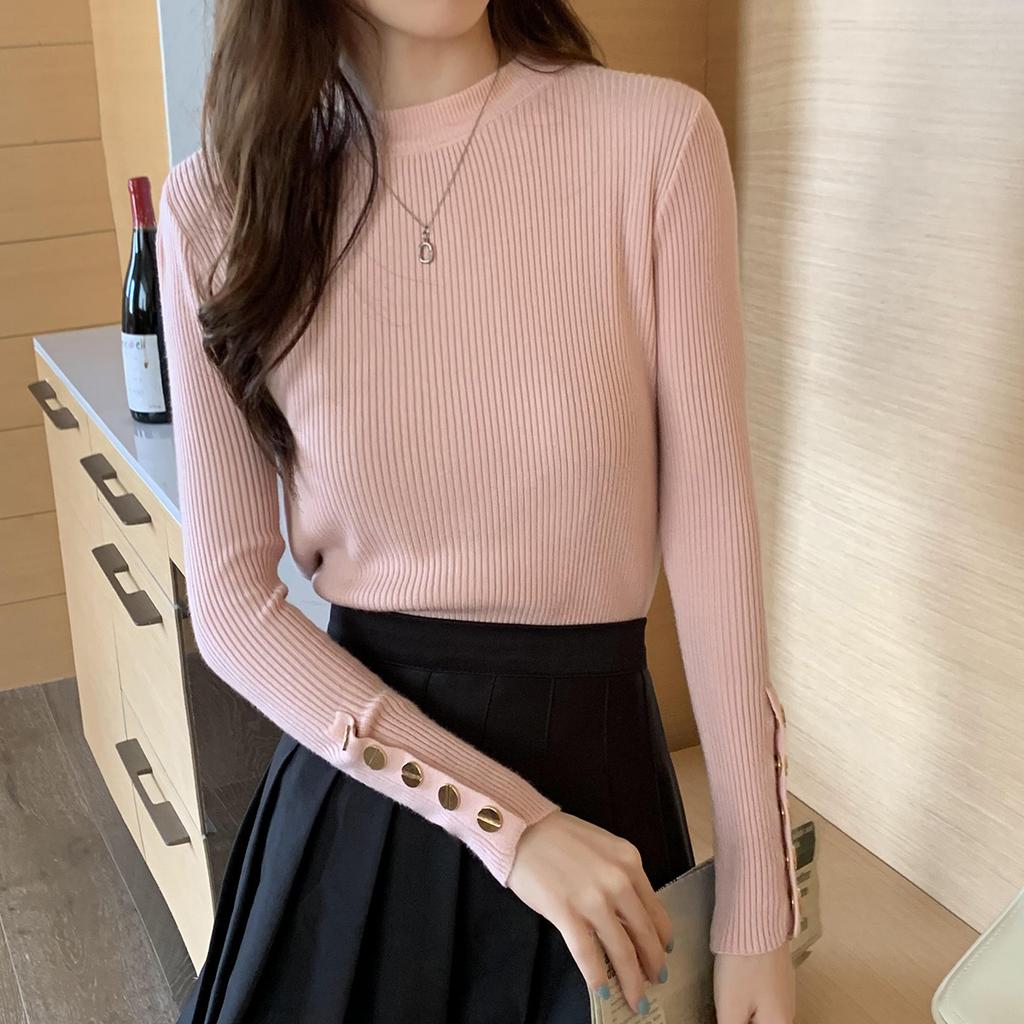 Knitwear Women Long-sleeved Tight-fitting Pullover for Women In Autumn and Winter Korean-style Slim and Warm Knitted Sweater