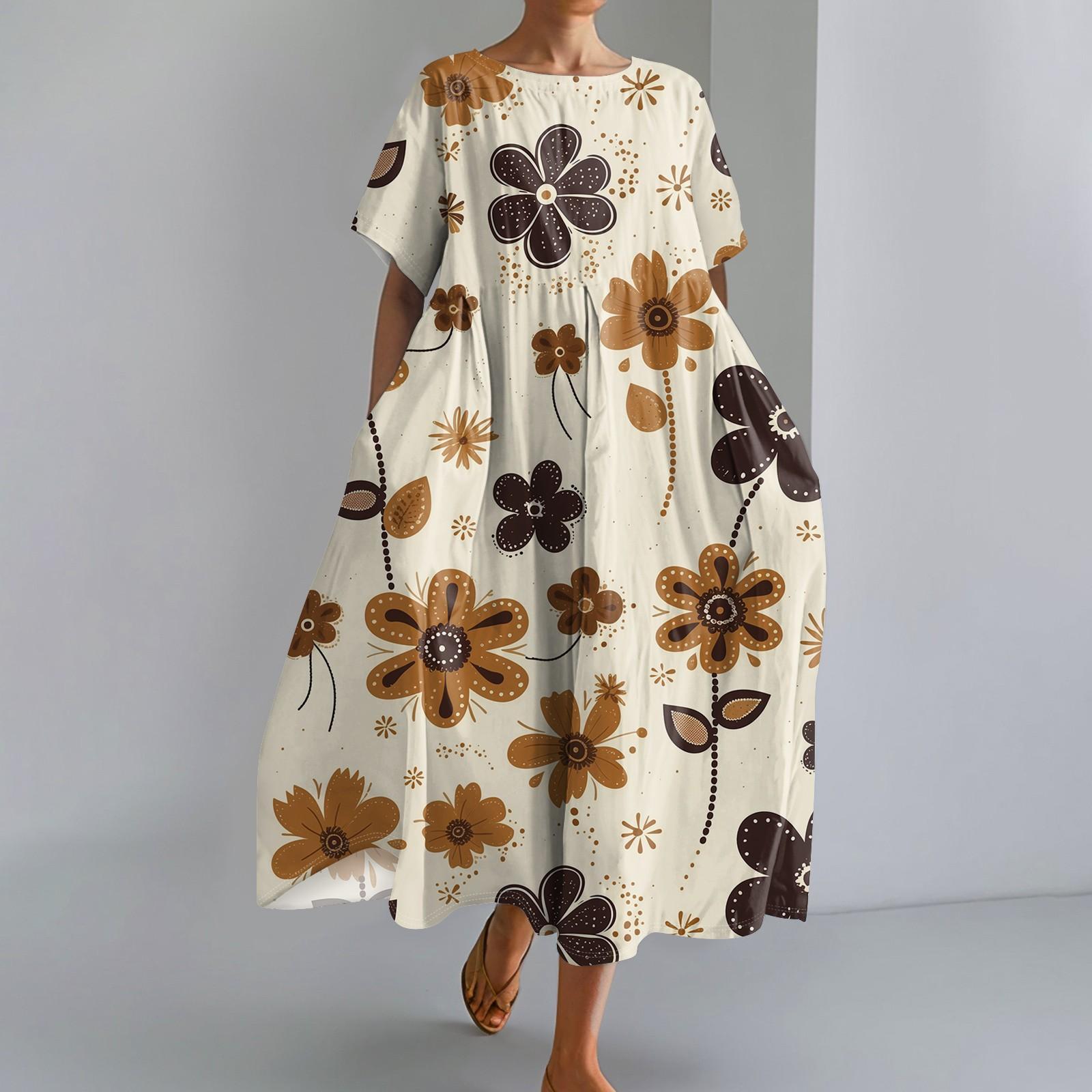 

Женское модное свободное платье с большим карманом и круглым вырезом с градиентным принтом и короткими рукавами XXXL шафрановый