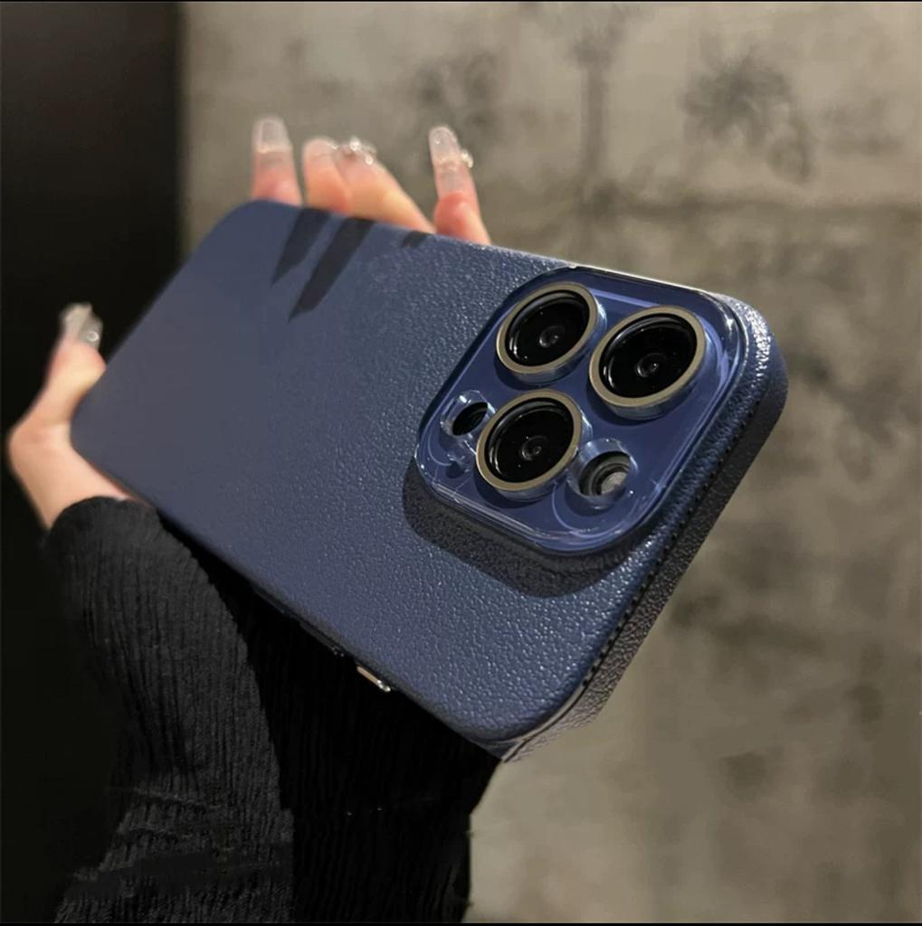 Solid color matte lychee leather pattern is suitable for Apple 17ProMax new crystal mobile phone case iPhone16promax.