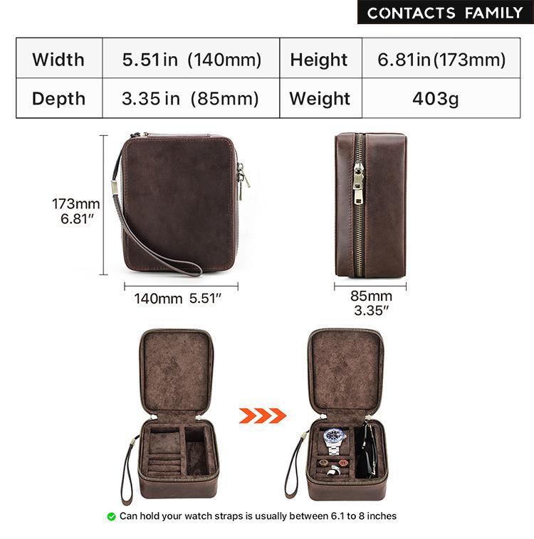 Luxuriöse Vintage Leder Uhrenaufbewahrungsbox für Herren Reise Schmucketui Leder Uhr Ringe Manschettenknöpfe Sonnenbrillen Kaffeefarbenes Leder