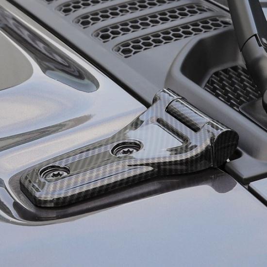 2X Carbon Fiber Engine Hood Hinge Decor Cover Trim For 2018+ Jeep Wrangler JL JT
