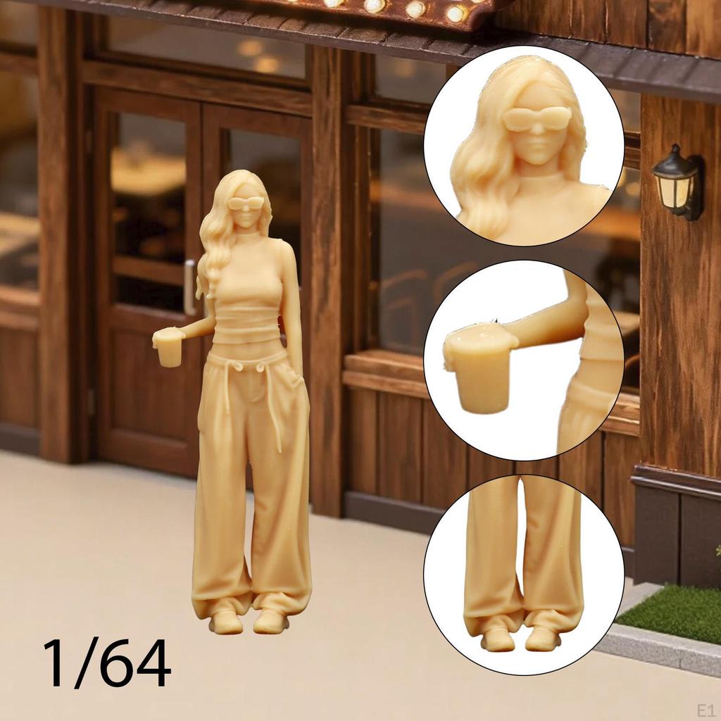 1/64 Miniature Girl Figure People Simulation Tiny Model Realistic for Diorama
