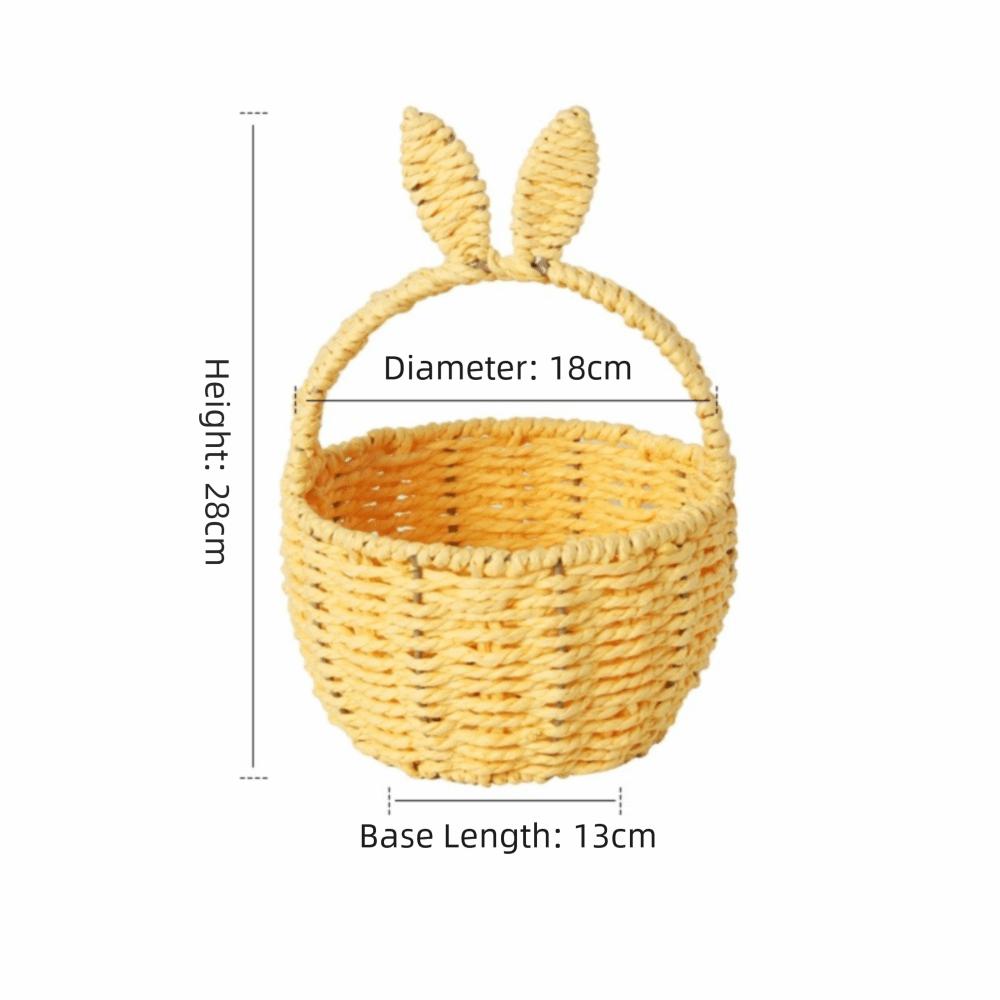 Cartoon Rabbit Ear Storage Basket Multifunctional Hand Woven Basket  Easter Festival Gift