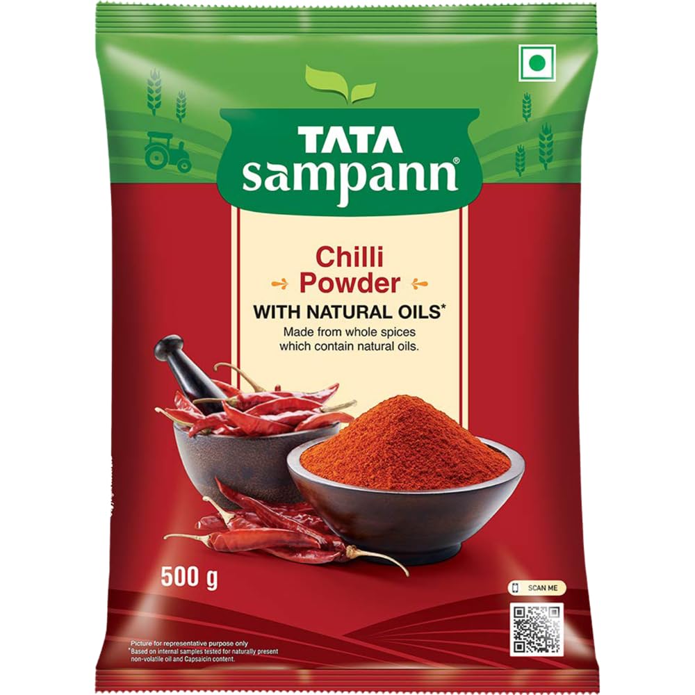 Tata Sampann Chilli Powder 500g With Natural Oils Aromatic Lal Mirchi Spice For Cooking And Seasoning