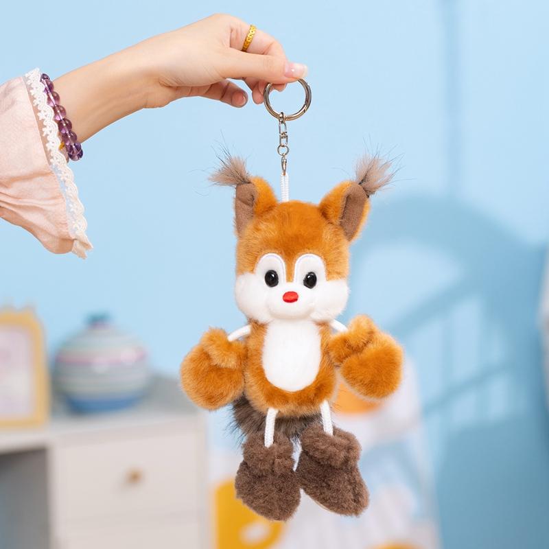 Cute Alan Series Plush Doll Fox Husky Puppy Squirrel Stuffed Animal Toy Soft Fluffy Bag Pendant Keychain Gift Birthday Ornament