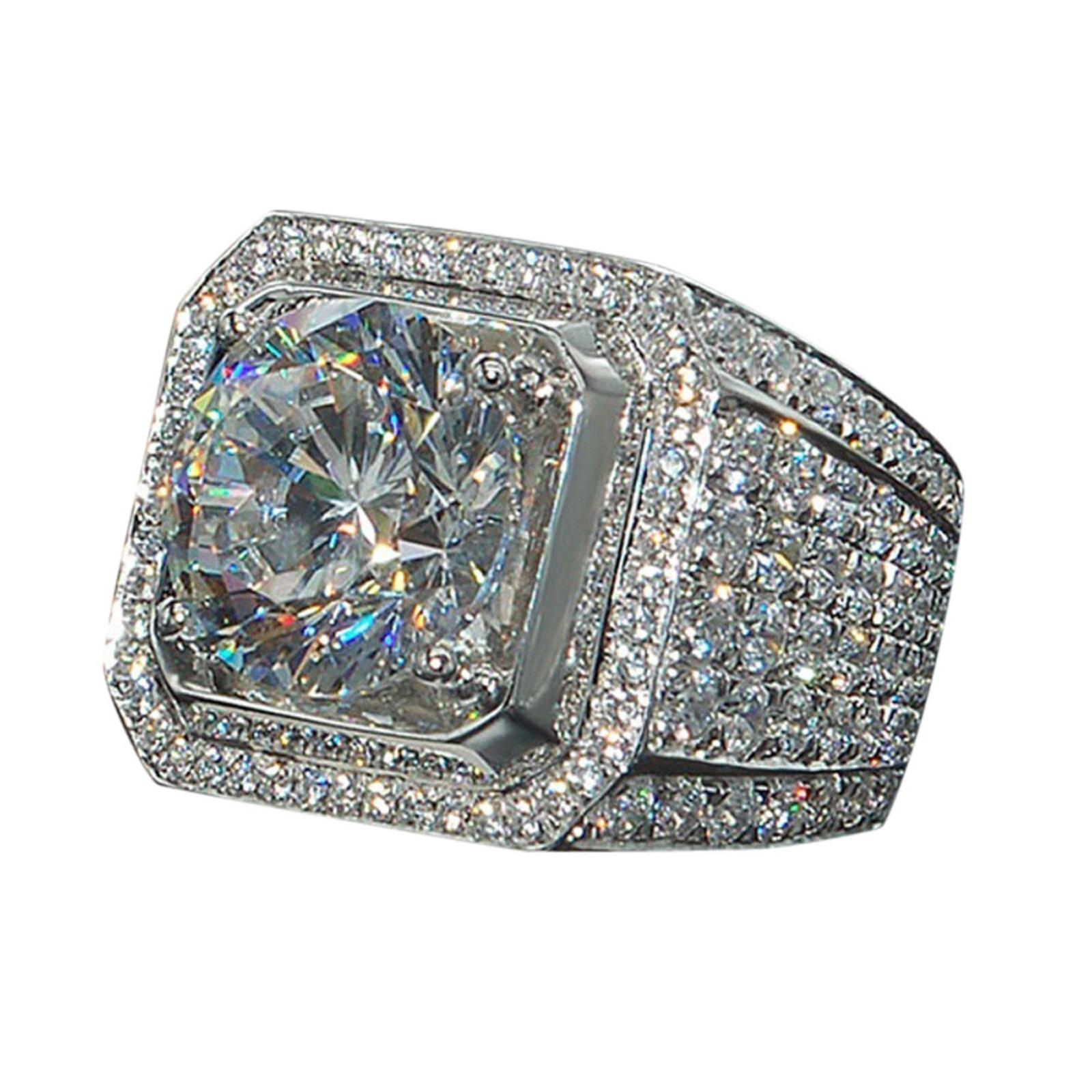 

Женщины Мужчины Роскошные модные ювелирные аксессуары Бриллиантовое кольцо с натуральным белым бриллиантом серебряный