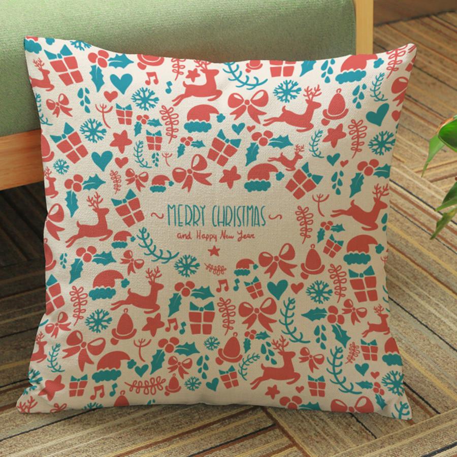 Modern Minimalist Cartoon Christmas Cushion Cover Christmas Sofa Decoration Cotton Linen Pillow Case Elk Christmas Gifts Cojines