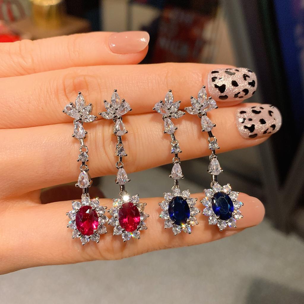 Jewelry Color Treasure Simulation Color Treasure Micro Inlaid Small Clear Stud Earrings Pendant Main Stone 6 * 8