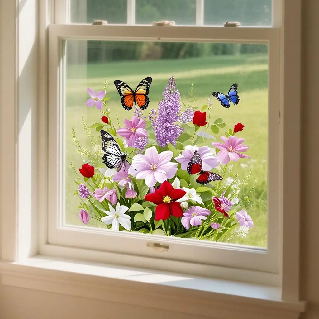 Flower Butterfly Window Sticker Self Adhesive Removable Glass Decal Decor
