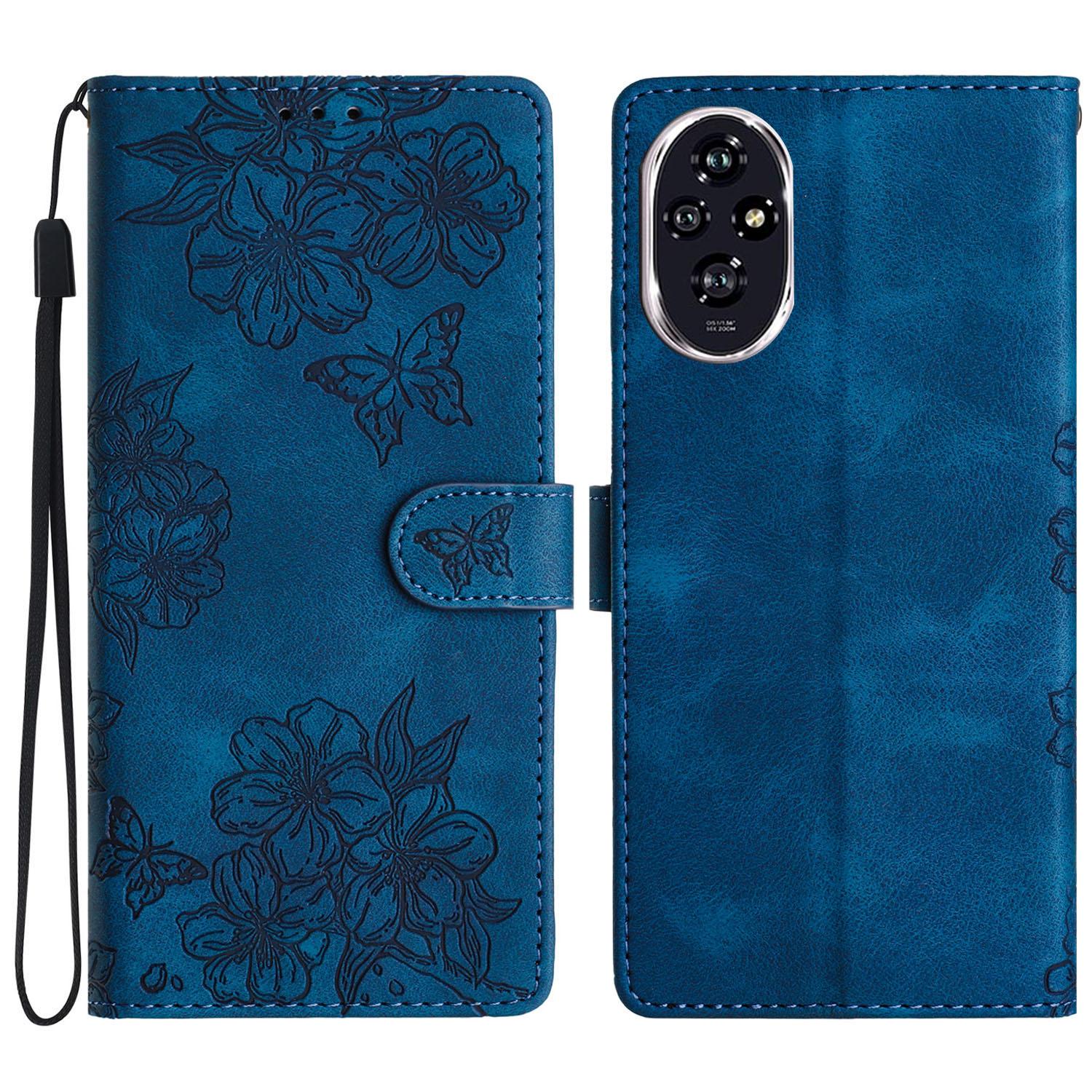 

For Honor 200 5G Case Butterfly Flower Pattern Skin-Touch Leather Phone Cover A