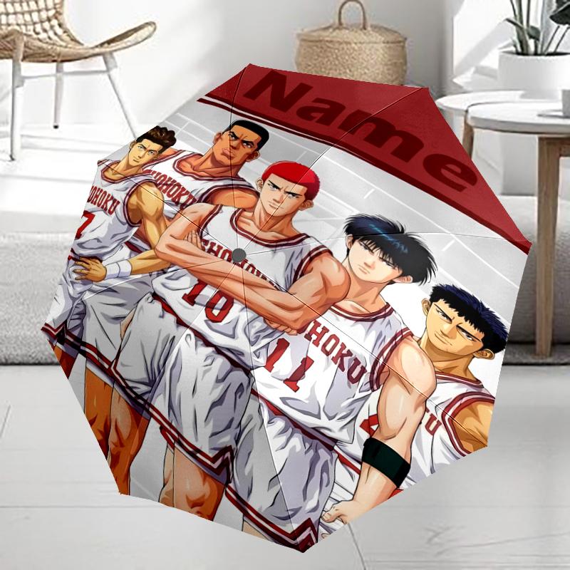 Custom Name Slam Dunk Theme Automatic Umbrella, Lightweight & Portable, 8 Rib, Perfect for Outdoor Travel, Birthdays, Christmas, Gifts.