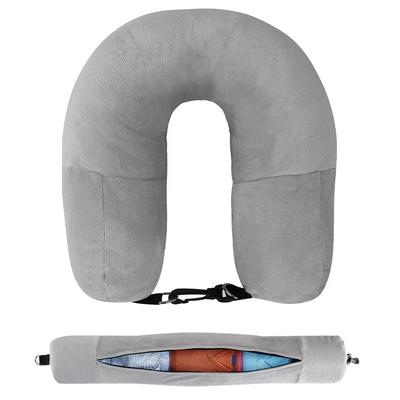 Travel Neck Pillow With Fillable Clothing U-Shaped Pillowcase Velvet Neck Pillow Cover For Airplane Travel Extra Storage Bag