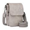 Vintage Damen Leder Crossbody Tasche Handytasche für Damen Verstellbarer Breiter Riemen Handtasche Multi-Reißverschlussfächer Geldbörse