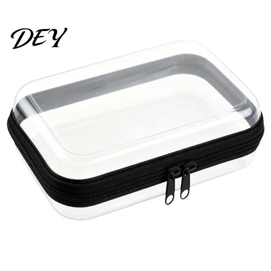 Portable Jewelry Case for Trip Clear Zipper Storage Bag, Durable Hard Shell Case, Pill Box Travel Dustproof Container, Headphones Pills And