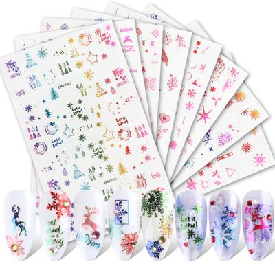 Nail Sticker Gloss 3D Effects Ultra Thin Christmas Gifts Nail Art Decals Glitter Foil Decor for Festival