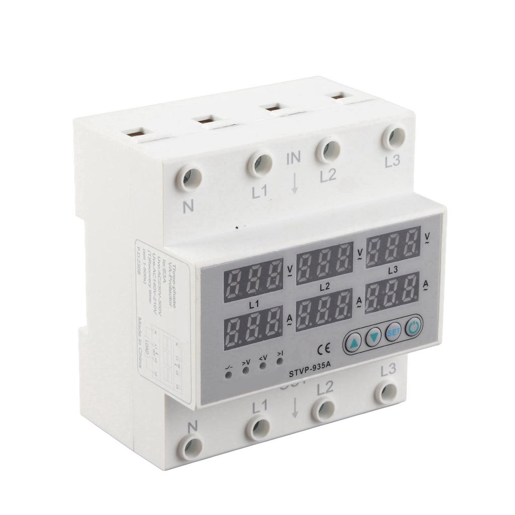Adjustable Voltage Current Protector 3 Phase Digital Display Automatic Recovery Voltage Protector Relay AC220 380V 63A