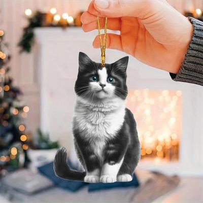 2D Acryl Flachdruck Niedlicher Katzenanhänger Hausbaum Fensterhänge-Dekoration Geschenk Tierliebhaber Auto Rucksack Kreatives Tierornament