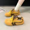 Dicker Boden Runde Spitze Schnürung Farbpassend Mode Alles Bequem Rutschfest Atmungsaktiv Sportlich Lässig Damen Einzelschuhe