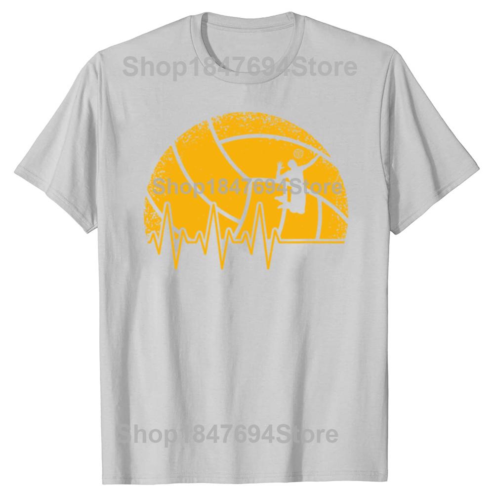 Heartbeat Volleyball Player Sports Tshirts for Men Hip Hop Streetwear TShirt Camisetas 2025 Classic Popular Tee Shirt Men