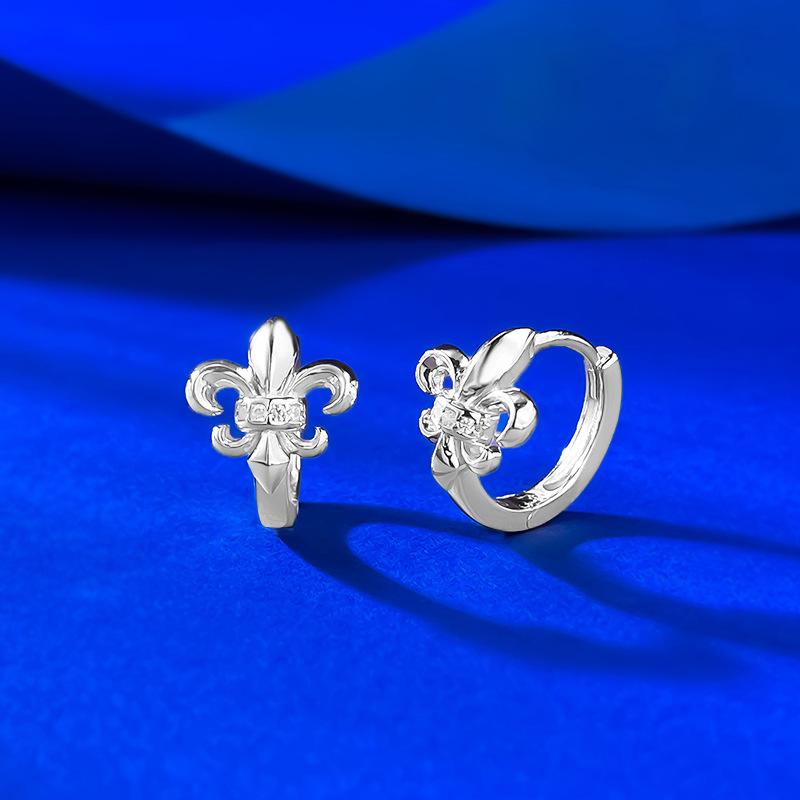 New S925 Silver Earrings Women s Iris Flower Ear Buckle French Elegant Noble Retro Light Luxury Wedding Jewelry