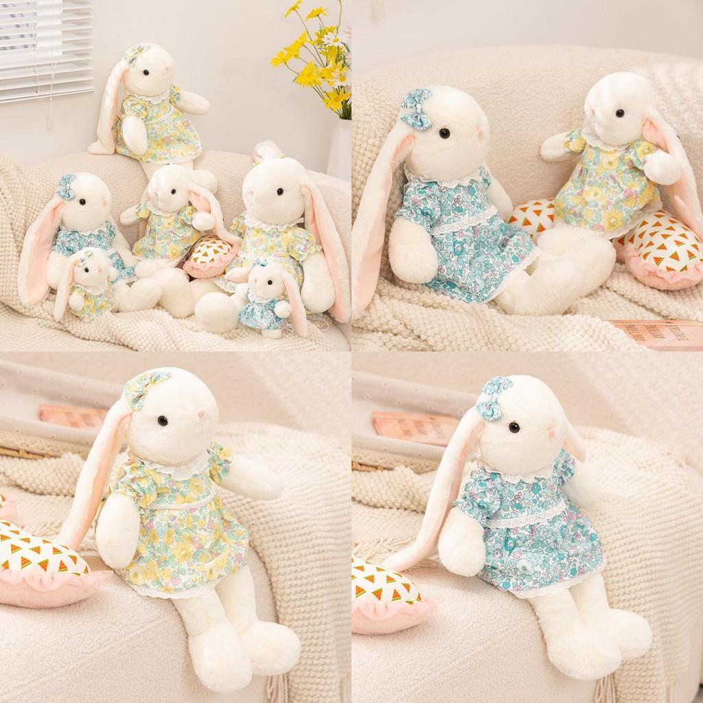 Wear Rabbit Dress Plush Toy Animal Stuffed Doll Bedroom Decoration Gift Kids