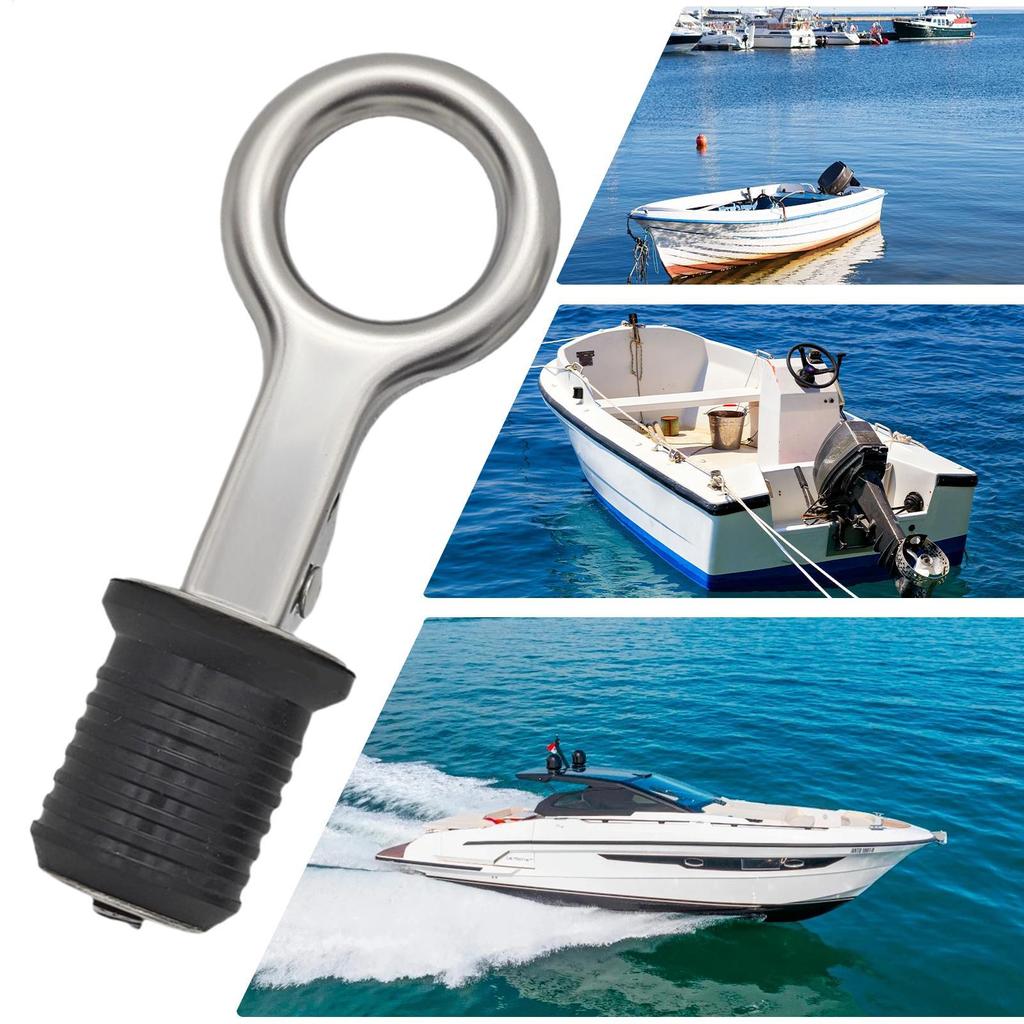 Boat Drain Plug Marine Plumbing Scupper Stopper Pull-ring rubber expansion plug for Yacht Canoe Pontoon Replacement Drain Plug