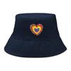 Bucket Hat With Concentric Heart Print , Colorful Valentine's Women's Cap Beach Trendy Unisex Basin Hat