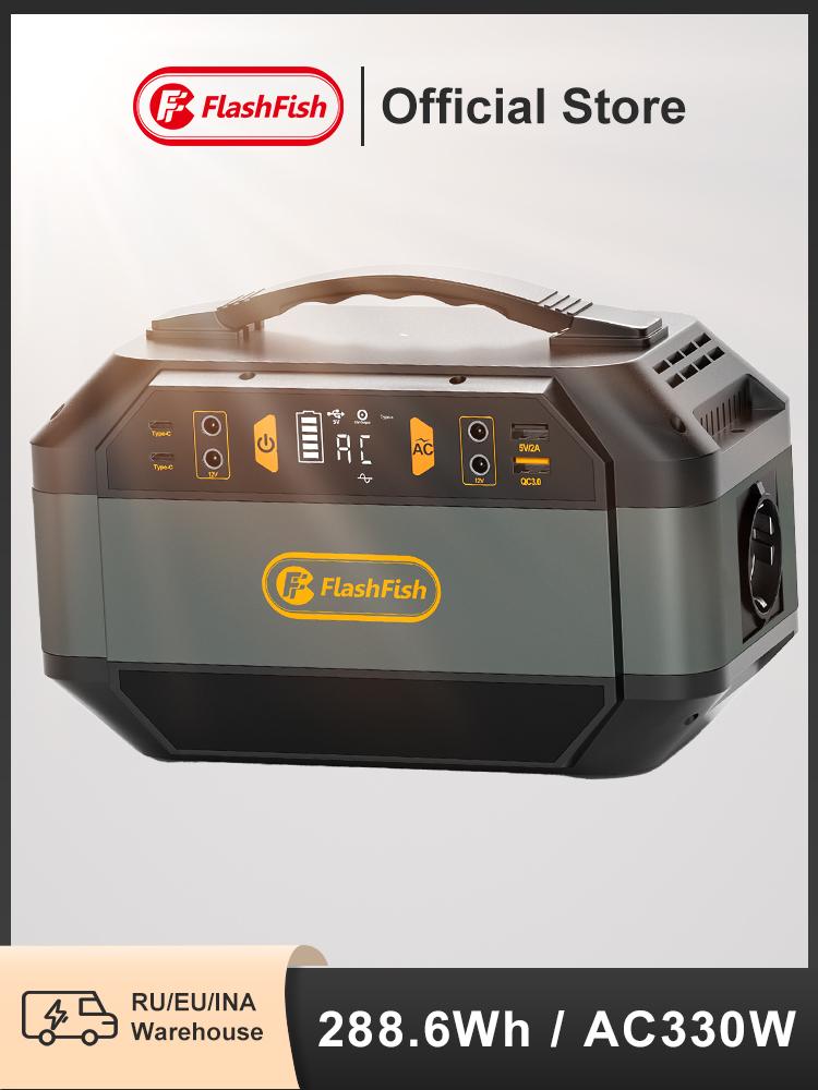 Flashfish P56 Portable Power Station 288.6Wh Battery Capacity 3 Practical Charging Methods BMS Multi‑Safety Protection