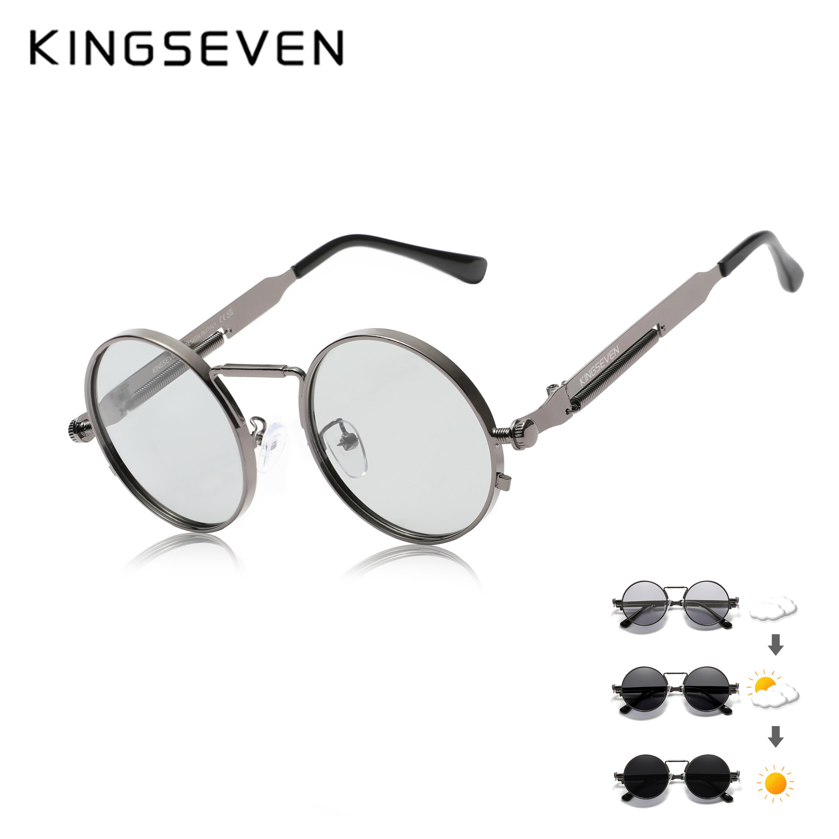 

KINGSEVEN Brand New Retro Sunglasses Gothic Steampunk Polarized Men Women Eyewear Designer Vintage Round Frame Outdoor Glasses Original Kingseven