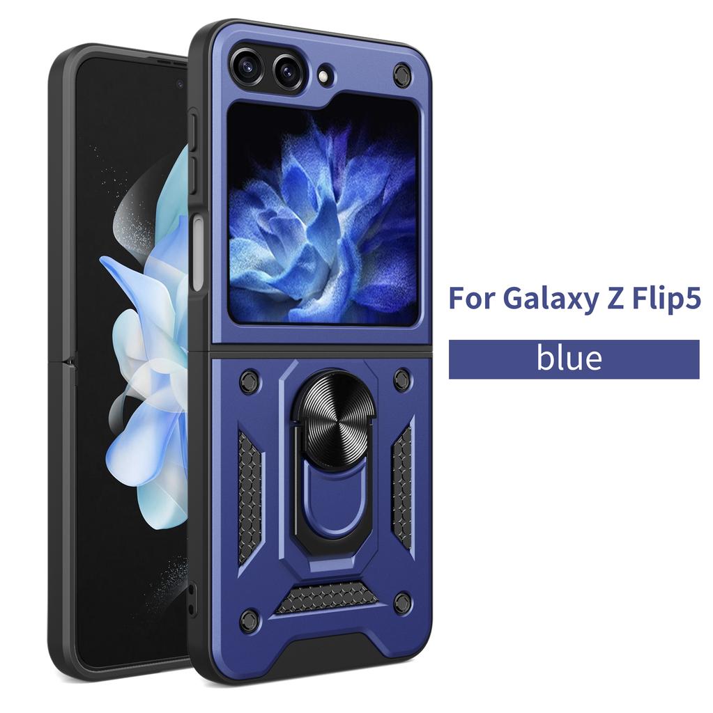 For Samsung Z Flip5 Case Galaxy Z Flip6 Cover Z Flip 7 6 5 Magnetic Ring Holder Armor Phone Case Slide Camera Protect Back Cover
