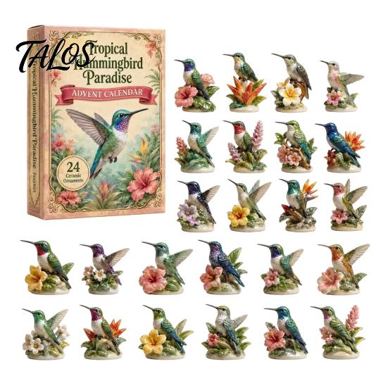Festive Party Supplies 2026 Hummingbird Advent Calendar, 24-Day Acrylic Ornament Set with Bird Figure Holiday Favors Countdown, Christmas Tree Hanging