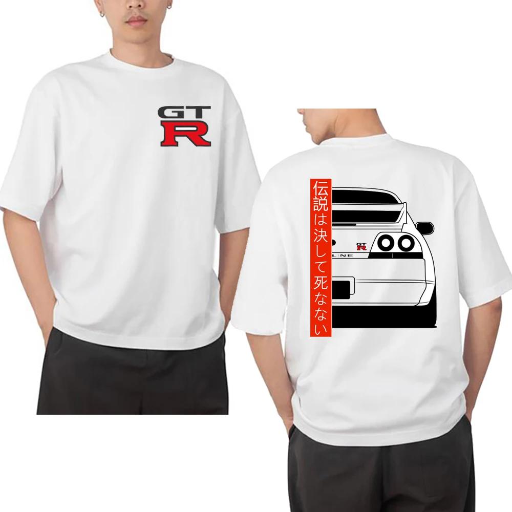 2025 New Summer Men Short Sleeve Skyline R34 GTR Line Art Illustration Classic T-Shirt Harajuku Japan Car Print Cool Boy Tees