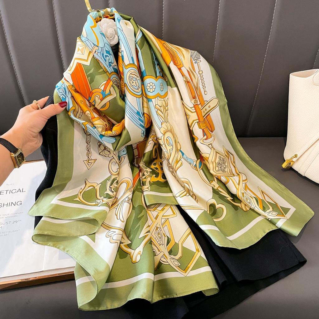 The new printing silk scarf spring and summer outside take sunscreen scarf beach towel thin section warm neck temperament versatile ladies