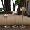 Vysoký vysoký skleněný svícen Čirý stojánek na čajovou svíčku Stolek Vrchol Elegantní svatební svícen s dlouhým stonkem