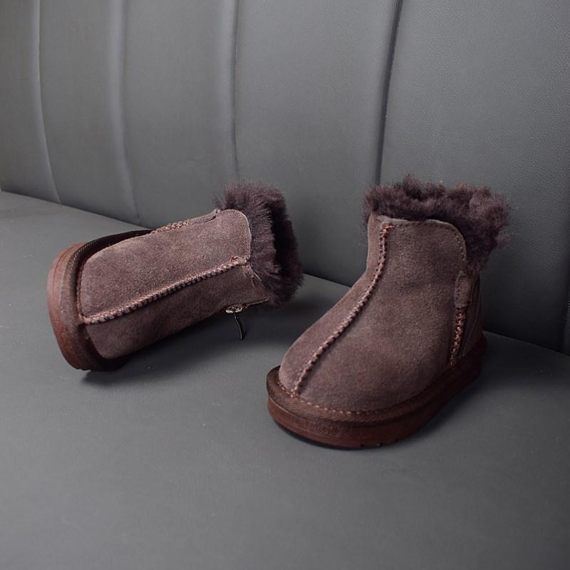 Winter Children Snow Boots Genuine Leather Girls Boots Warm Plush Boy Shoes Fashion Kids Boots Baby Toddler Shoes