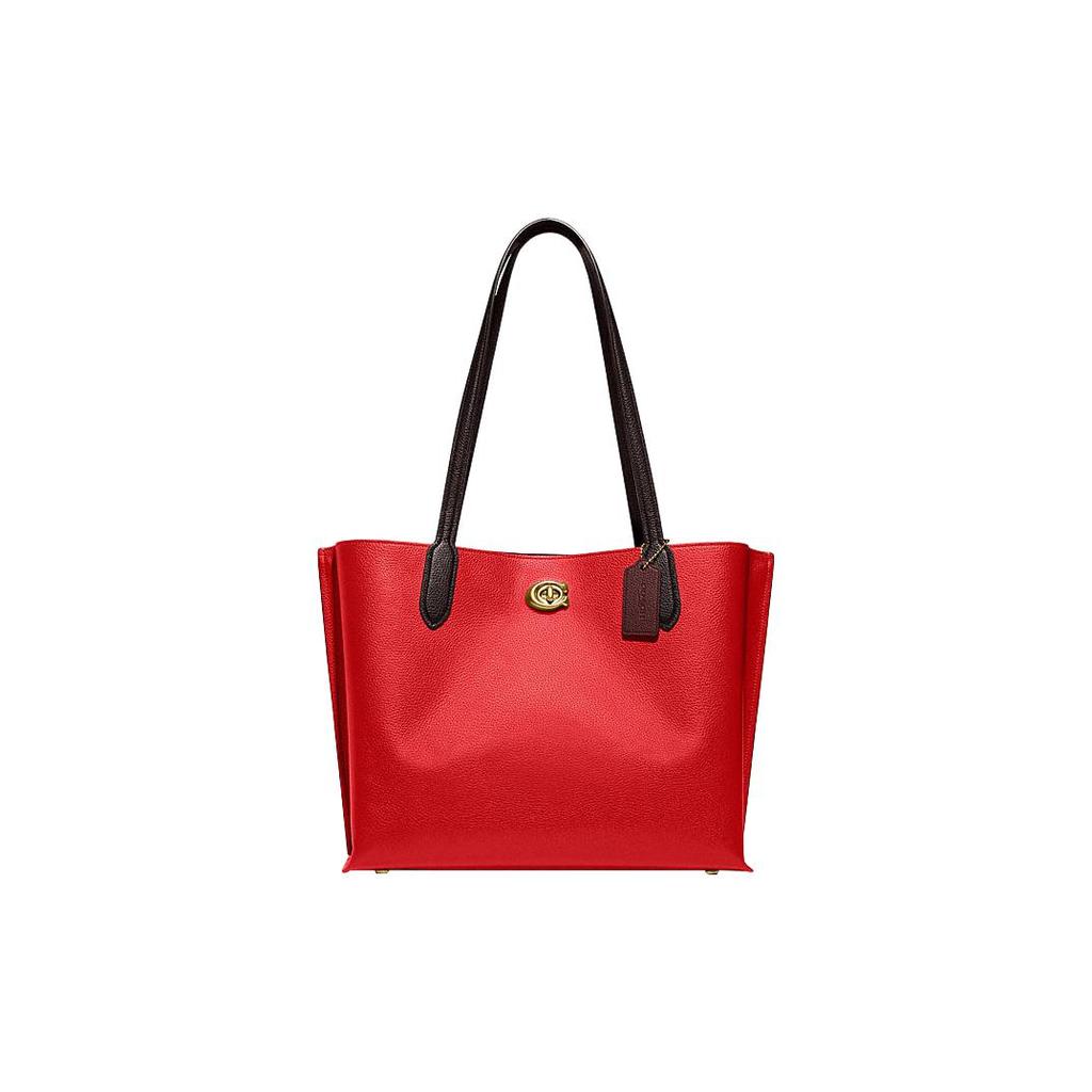 New COACH Willow Split Cow Leather Tote Bag Shopping Bag Handbag Shoulder Bag Large Size Women's True Red C0691-B4UQ0