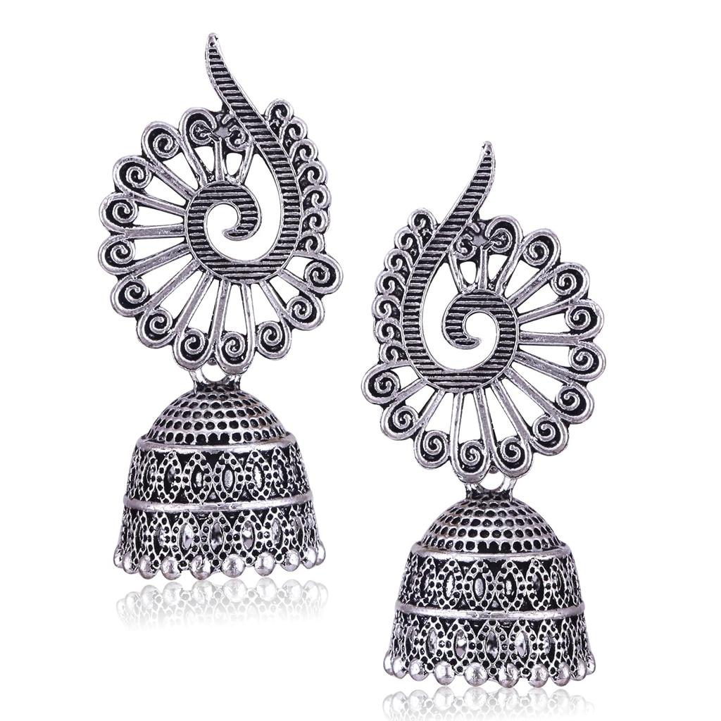 Earrings for Women Fashion Jhumka Oxidised Silver Earrings for Women Combo Chandbali Pearl Chandbali Stylish Jhumkas