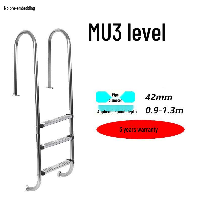 304 Stainless Steel Swimming Pool Ladder with Thickened Handrail and Pedal