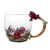 Rose Flower Cup Enamel Water Cup Heat-resistant Glass Cup Enamel Coffee Tea Cup Mug 3D Rose Butterfly Glass Cups Wedding Gift