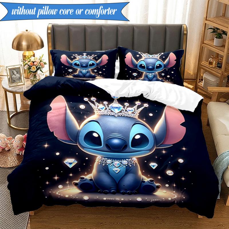 Cartoon Sti Alien 3pcs K-pop music group Bedding set,Ideal for Bedroom, Dormitory,Including Duvet Cover And 2pcs Pillowcases,Fan gifts