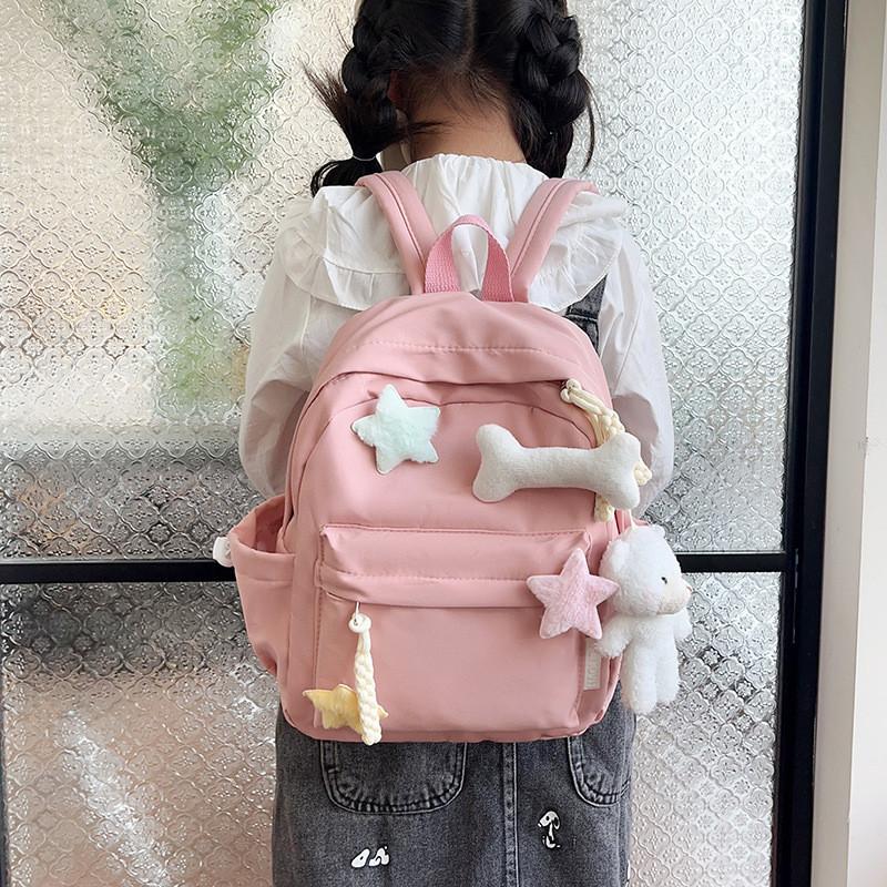 Small Girls Nylon School Backpack With Breathable Comfort For Kids School Use