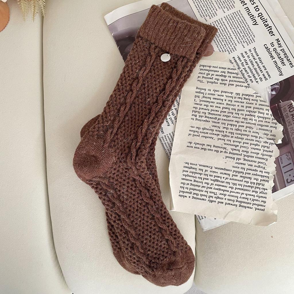 Socks, Women'S Wool Socks, Shell Buckles, Korean Twist Pile Socks, Thickened Plush Stockings, Socks