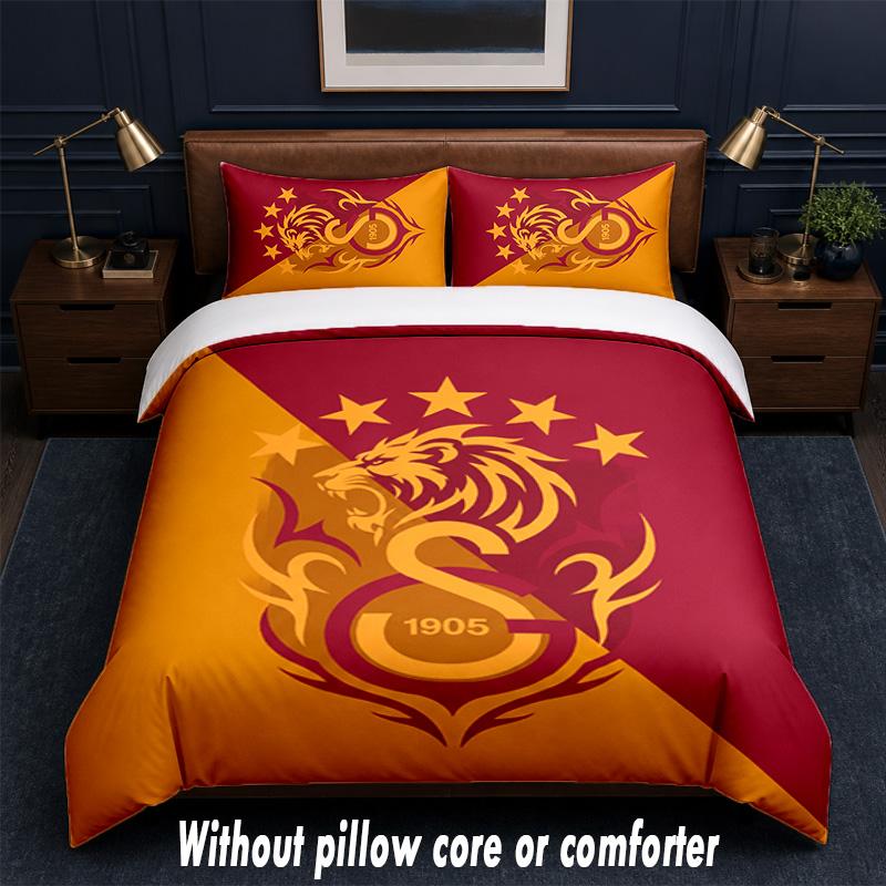 Galatasaray FC Design Bed Bedding Set 1 Duvet Cover + 2 Pillowcases Soft Breathable Household Bed Linens