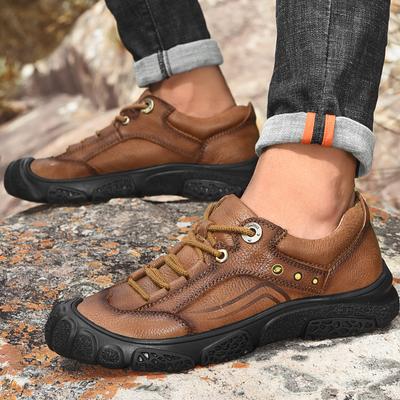 Men Shoes Genuine Leather Hiking Shoes Men Trekking Sneakers Flats Comfortable Outdoor Walking Mountain Sports Shoes Men