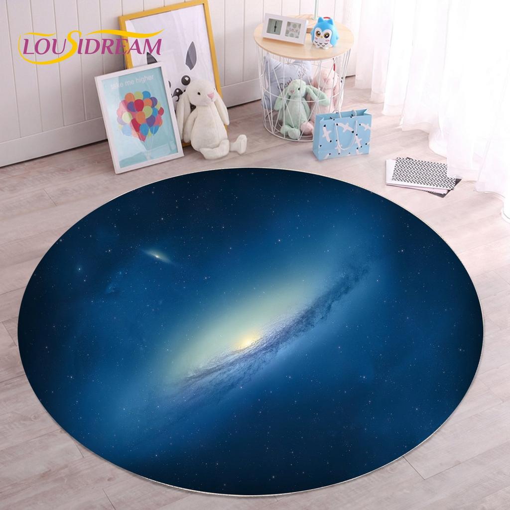 HD Galaxy Universe Space Stars Runder Teppich, Teppich für Wohnzimmer, Kinderzimmer, Sofa, Spielzimmer, Dekoration, rutschfeste Bodenmatte