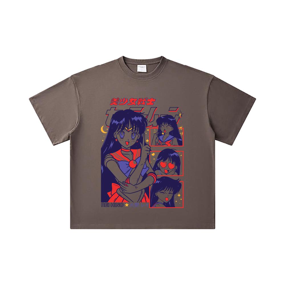 260 GSM Double Yarn 32 Count 100% Cotton Rei Hino Print Unisex Heavy Cotton T Shirt