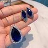 Jewelry Simulation Blue Glass, Earrings, Necklace, Jewelry Set, Stud Earrings 8 * 16 Pendant 15 * 25.