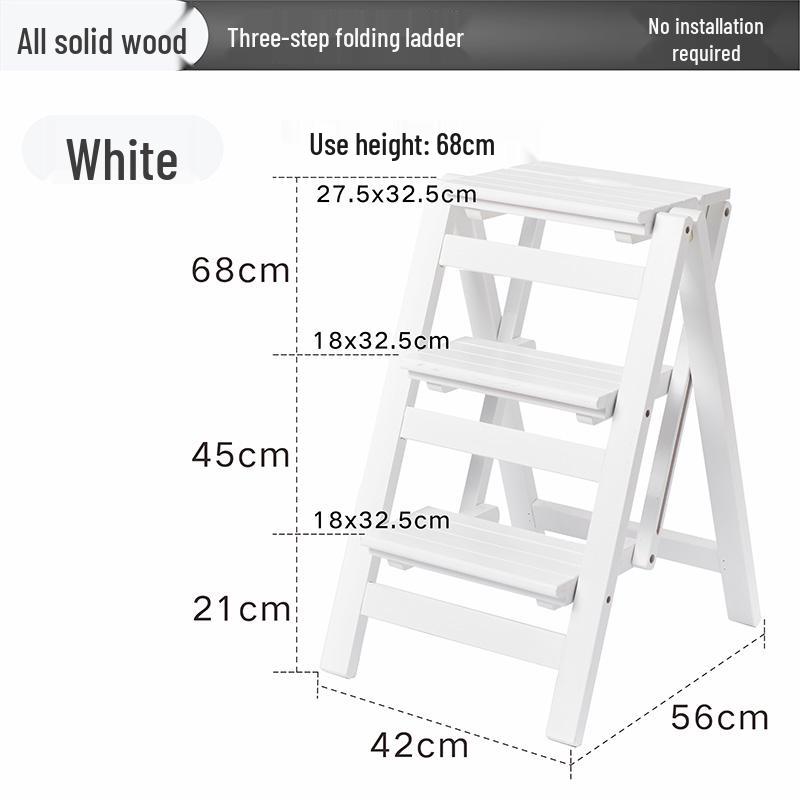 Solid Wood Multifunctional Folding Ladder-Chair: Indoor Portable 4-Step Stool & Climbing Ladder