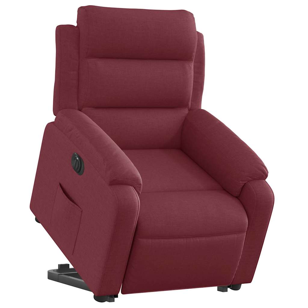 Recliner Chair with Lift Assistance Electric Wine Red Fabric